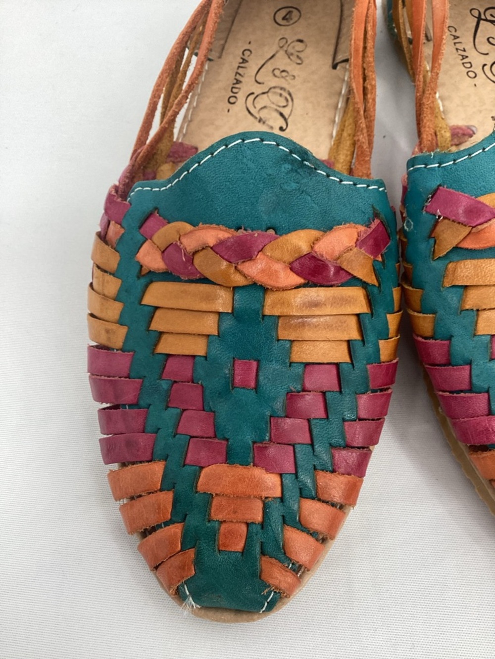 Colorful Woven Leather Huarache  Sandals - Multicolor - Picture 8 of 8